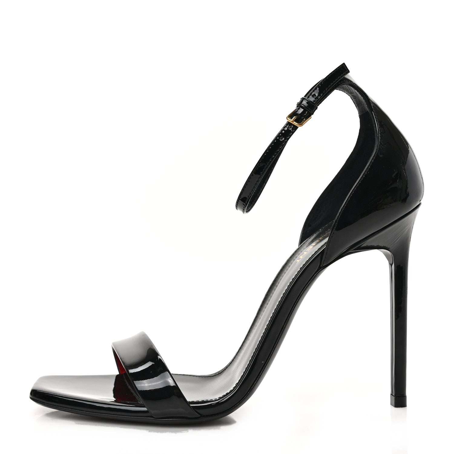 Saint Laurent Patent Calfskin Amber 105 Ankle Strap Sandals 40 Black 1 of 8