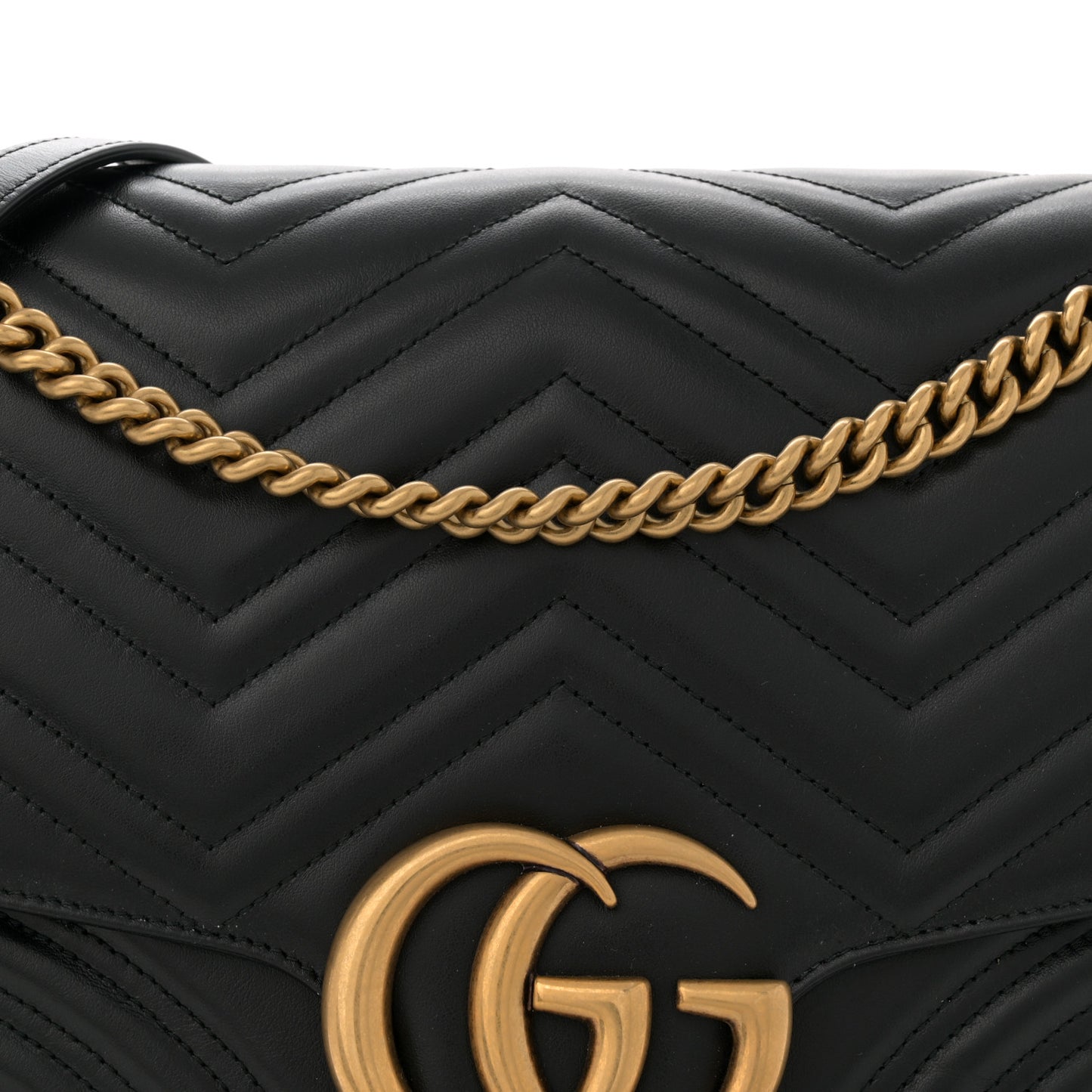 Calfskin Matelasse Large GG Marmont Shoulder Bag Black