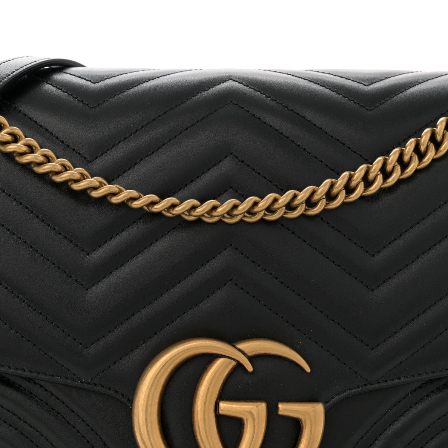 Gucci Calfskin Matelasse Large GG Marmont Shoulder Bag Black 8 of 12