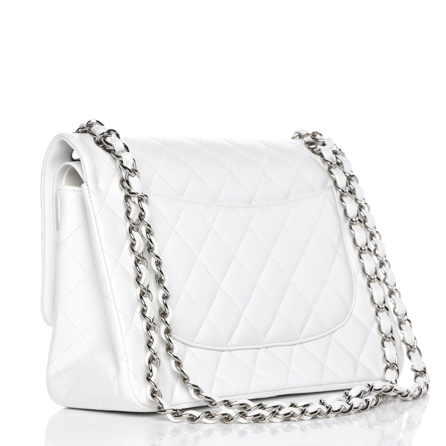 Caviar Quilted Jumbo Double Flap White