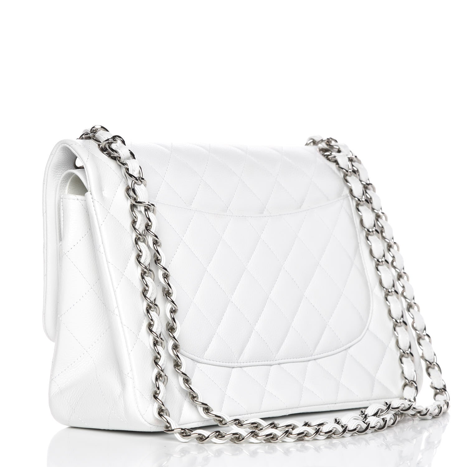 Chanel Caviar Quilted Jumbo Double Flap White 3 of 15