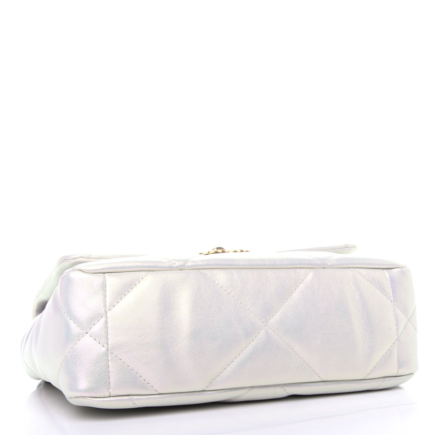 Iridescent Calfskin Quilted Medium Chanel 19 Flap White