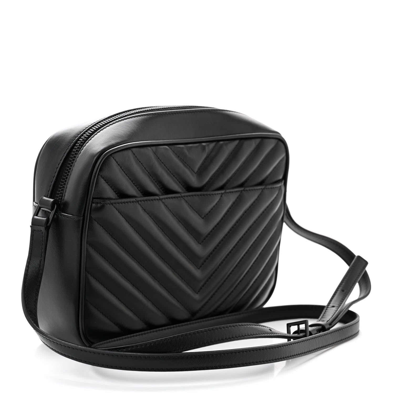 Saint Laurent Calfskin Matelasse Monogram Monochrome Lou Camera Bag Black 3 of 10