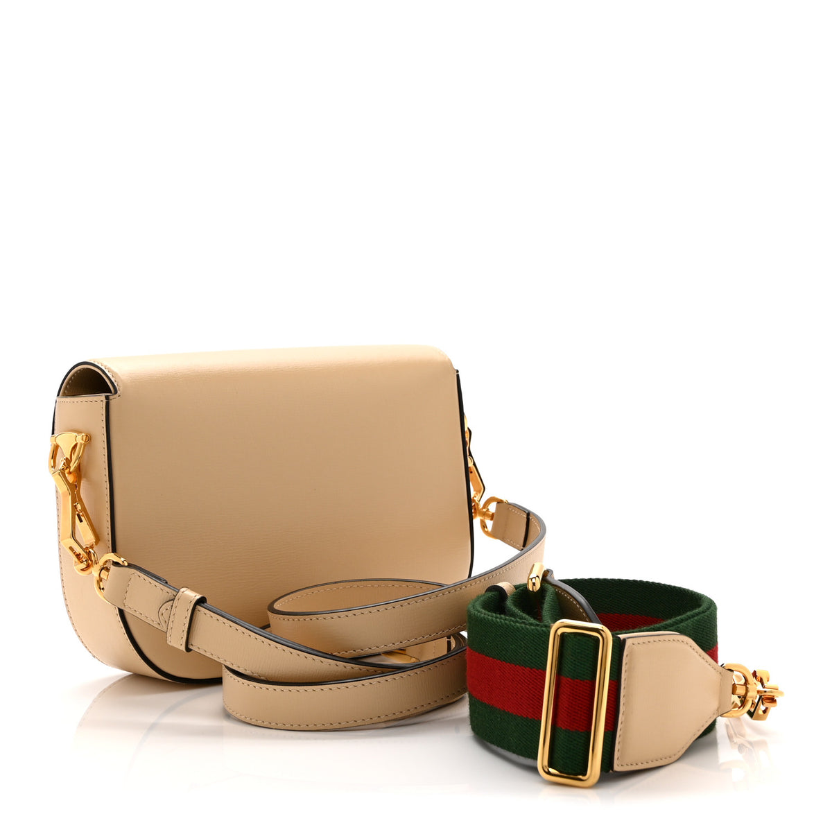 Gucci Azalea Calfskin Web Mini Horsebit 1955 Shoulder Bag Bubble Tea 3 of 11