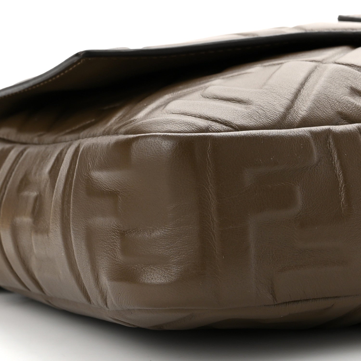Fendi Nappa FF 1974 Embossed Large Baguette Wood 9 of 10