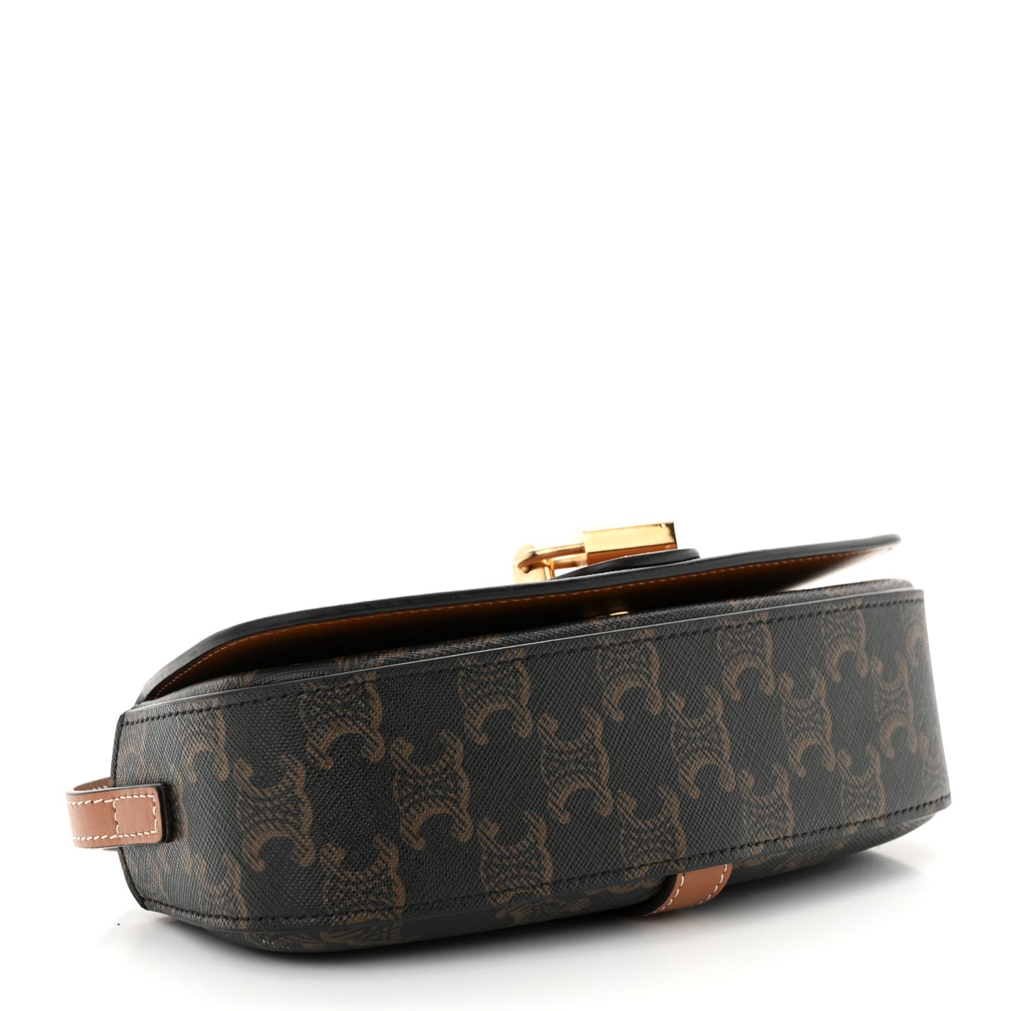 Triomphe Canvas Calfskin Tabou Clutch on Strap Tan