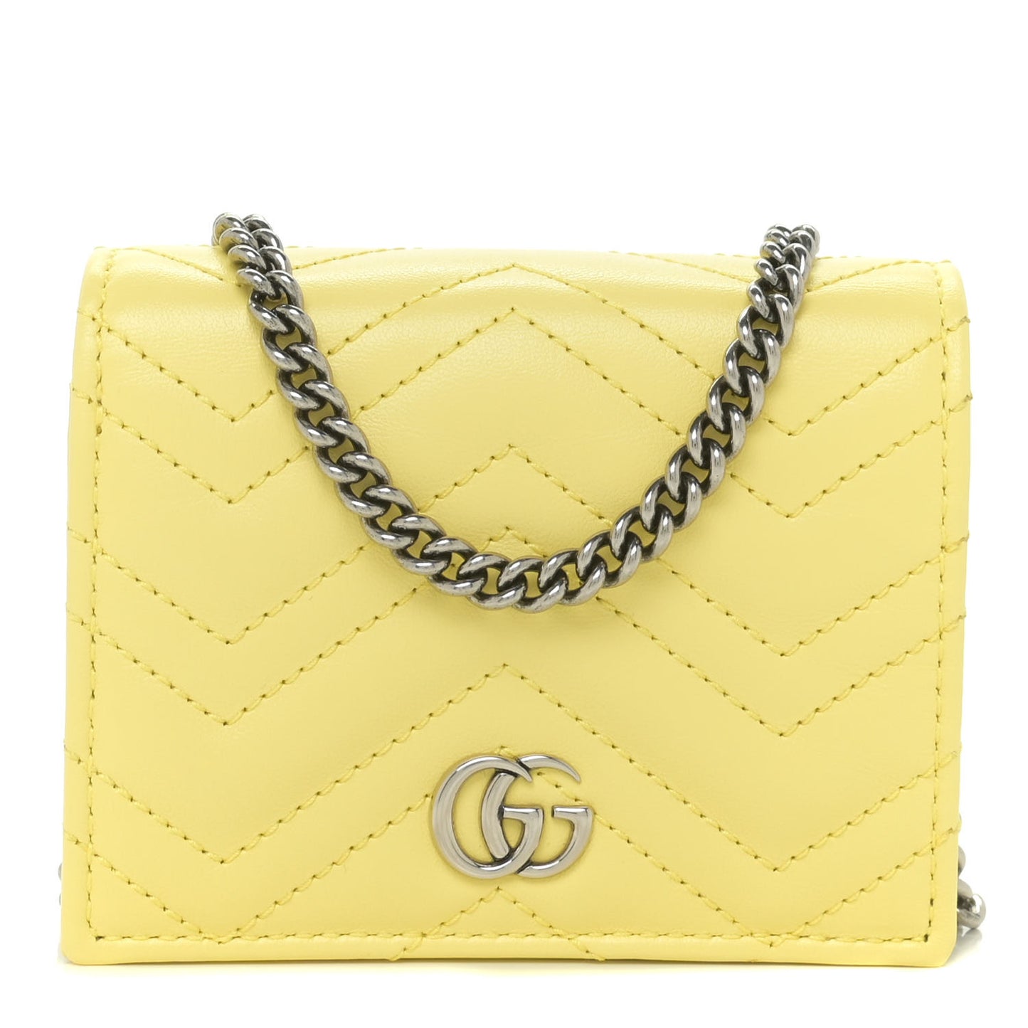 Calfskin Matelasse GG Marmont Mini Wallet On Chain Banana