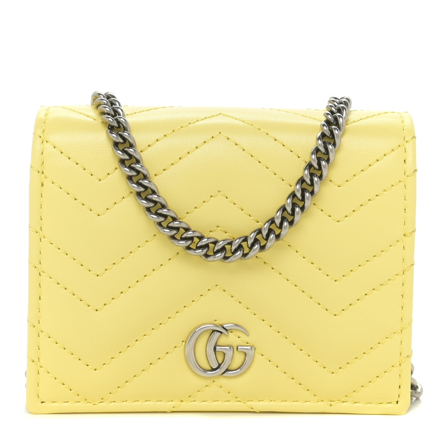 Gucci Calfskin Matelasse GG Marmont Mini Wallet On Chain Banana 1 of 10