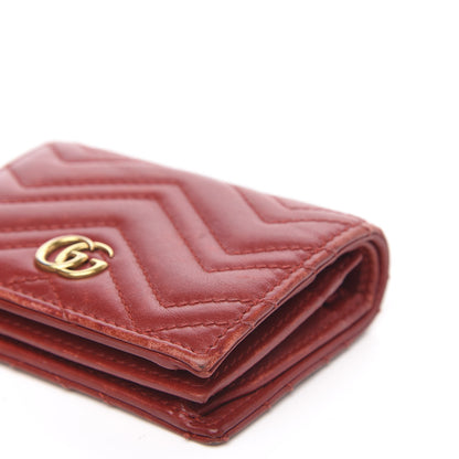 Gucci Calfskin Matelasse GG Marmont Card Case Wallet Hibiscus Red 10 of 15