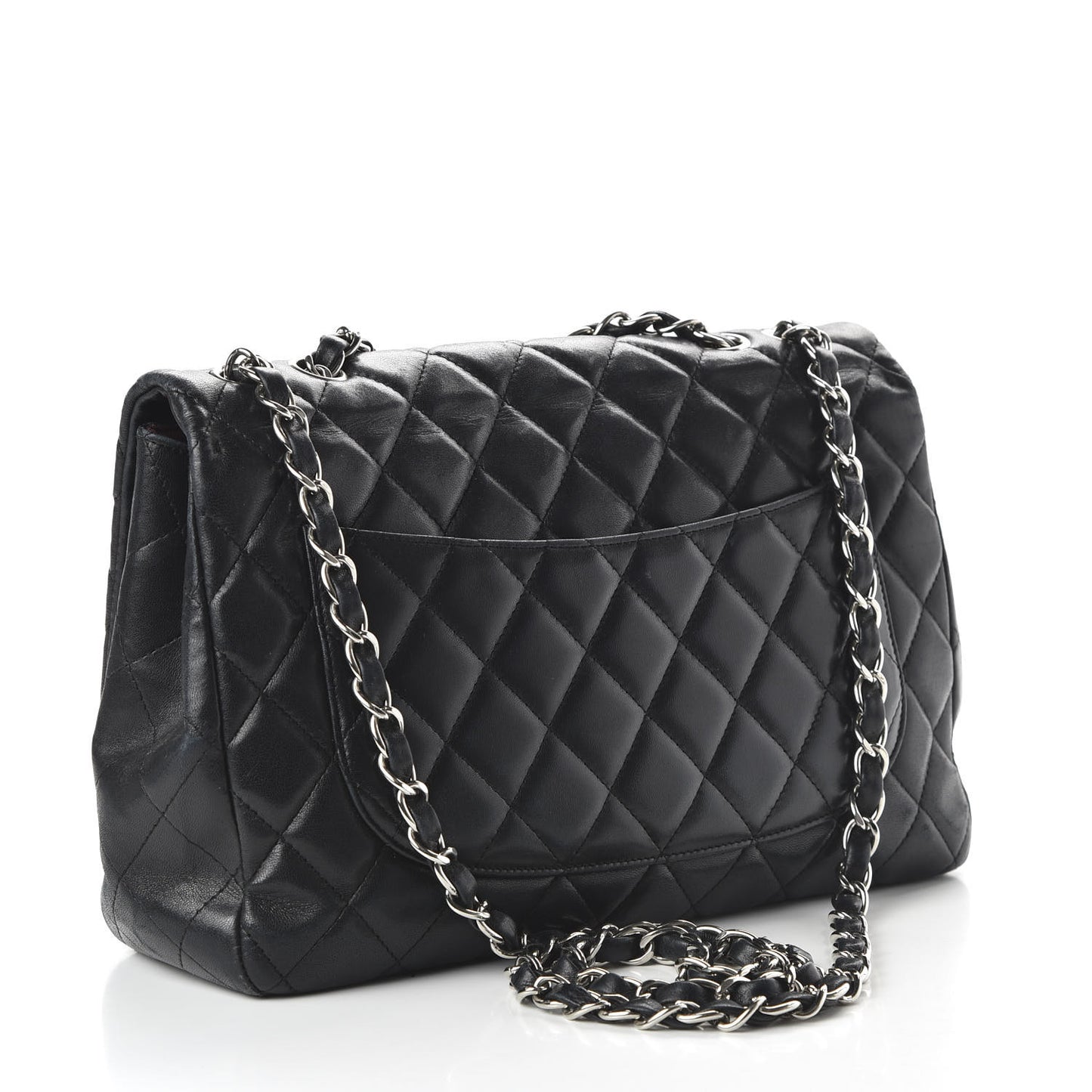 Lambskin Quilted Jumbo Single Flap Black