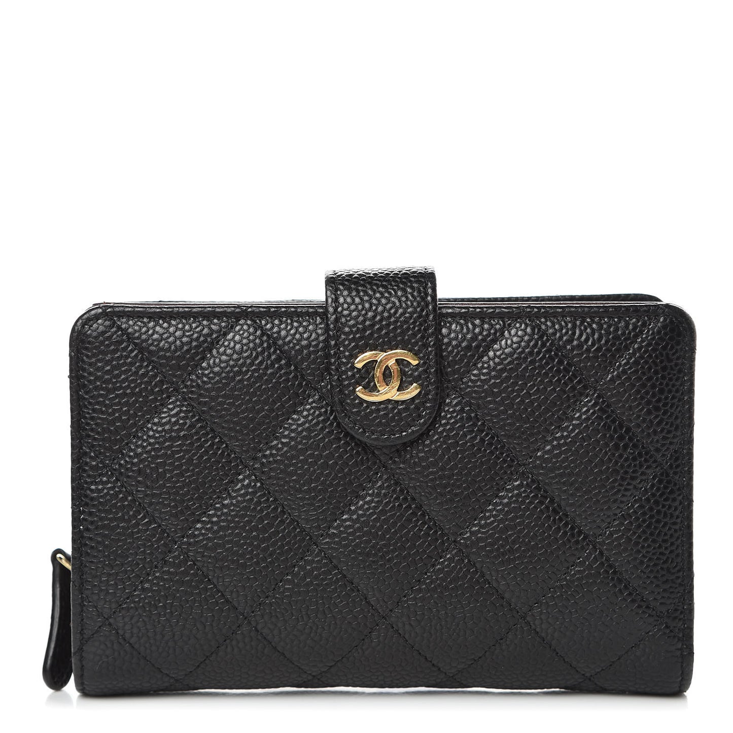 Caviar Quilted Zipped Pocket Wallet Black