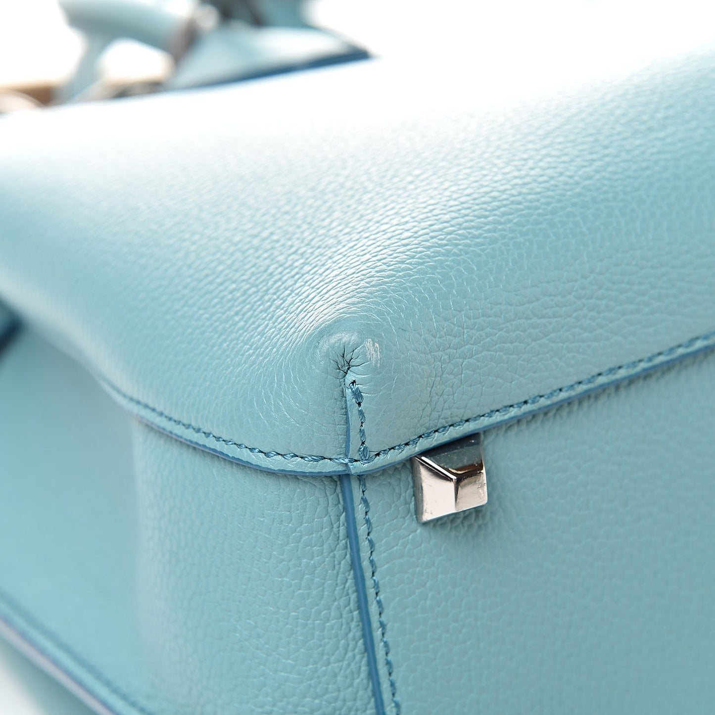 Grained Calfskin Medium Milla Tote Silt Green