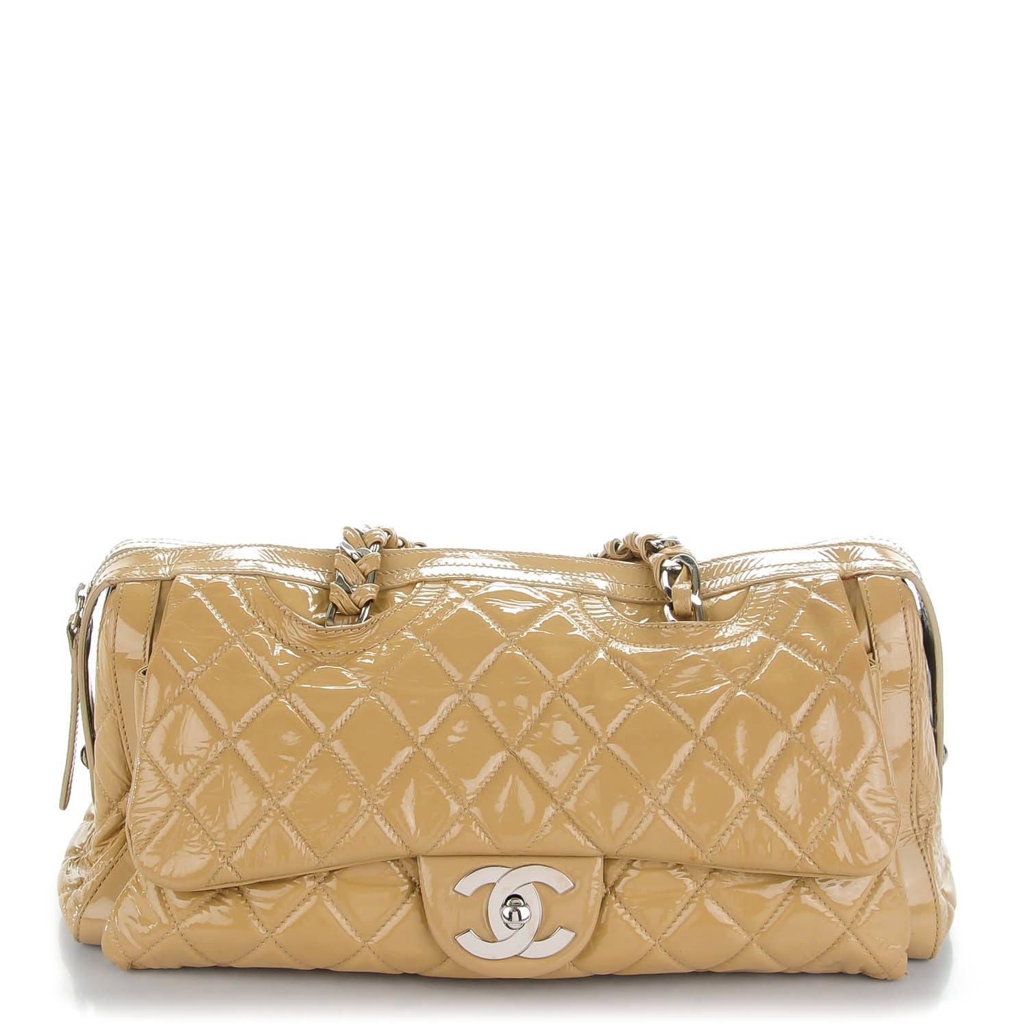 Chanel Patent Quilted Day Glo Flap Bag Beige 1 of 9