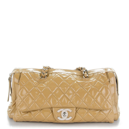 Chanel Patent Quilted Day Glo Flap Bag Beige 1 of 9