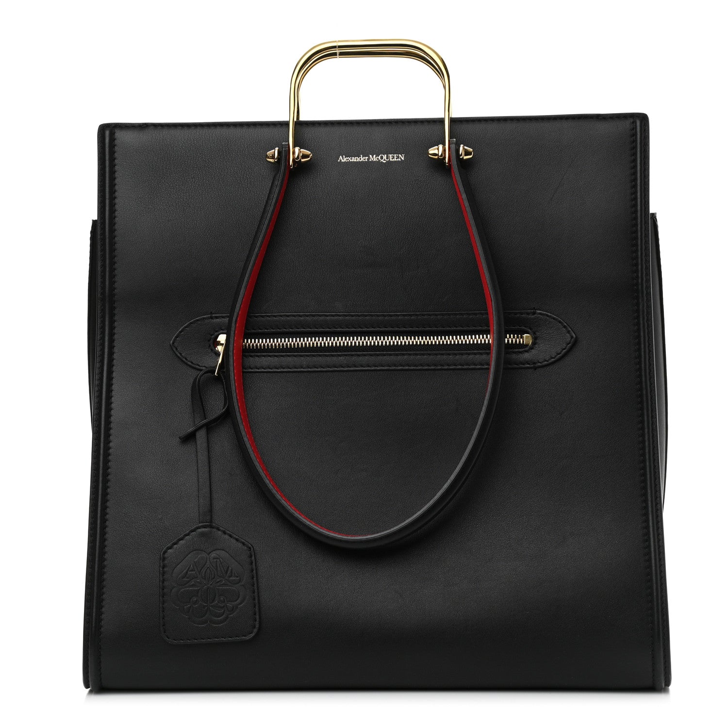 Alexander McQueen Calfskin The Tall Story Shoulder Bag Black Red 1 of 9