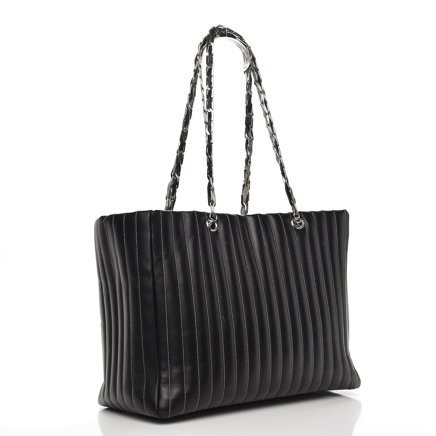 Chanel Lambskin Vertical Quilted Large Mademoiselle Tote Black 3 of 17