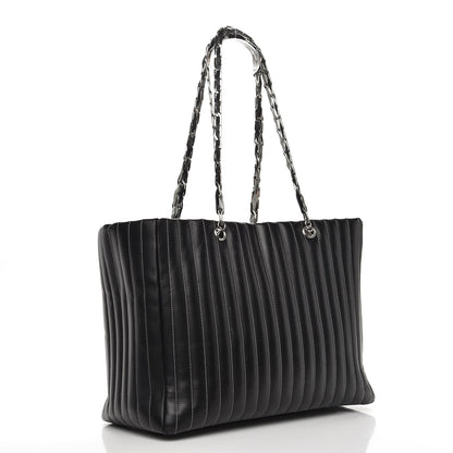 Chanel Lambskin Vertical Quilted Large Mademoiselle Tote Black 3 of 17