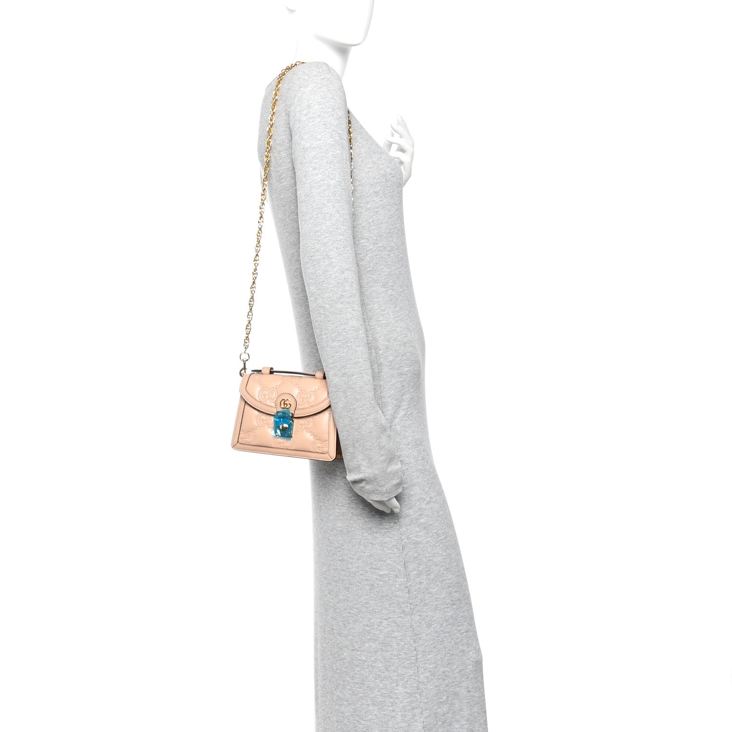 Gucci Calfskin GG Matelasse Mini Chain Top Handle Bag Light Pink 2 of 10