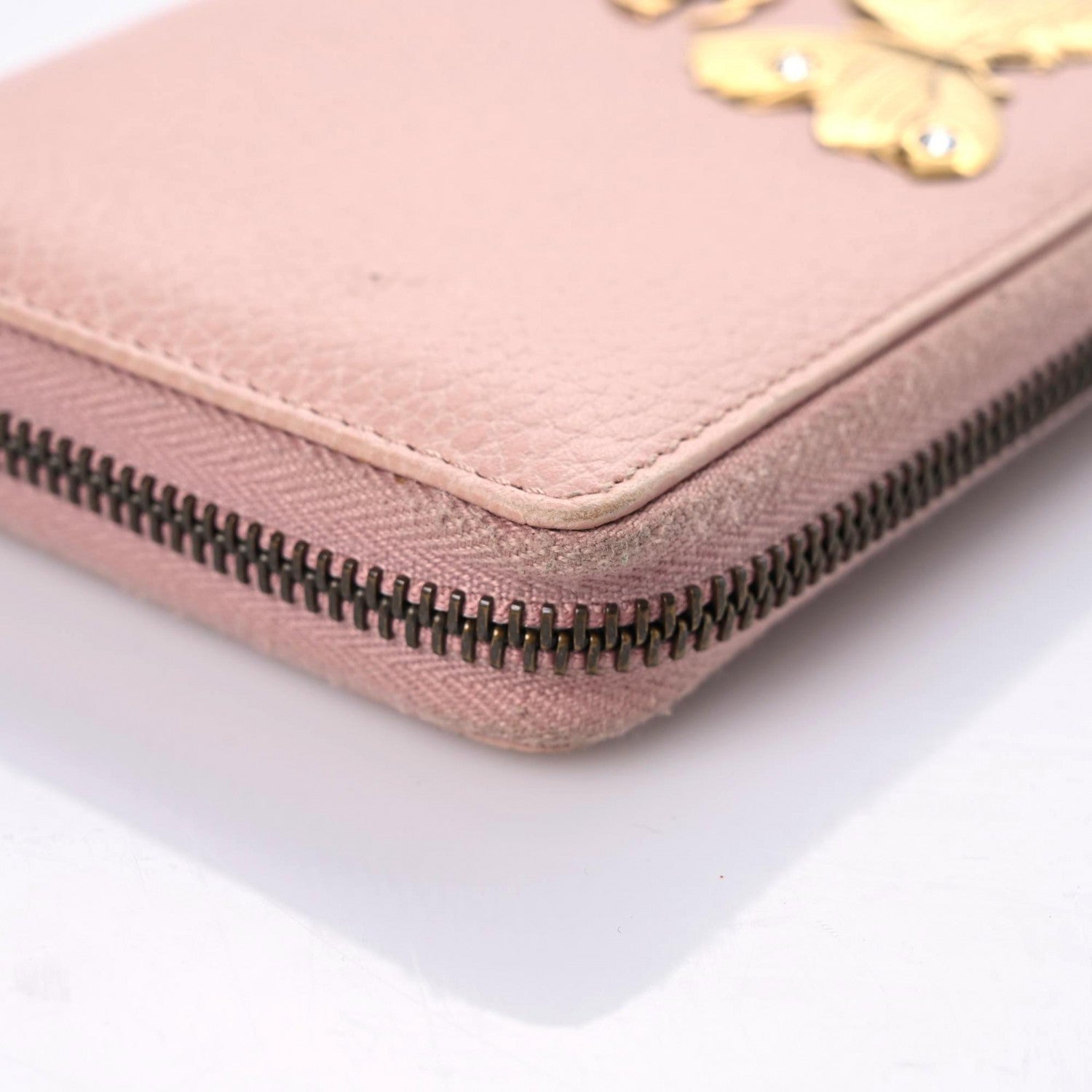 Gucci Calfskin Butterfly Farfalla Zip Around Wallet Perfect Pink 9 of 21