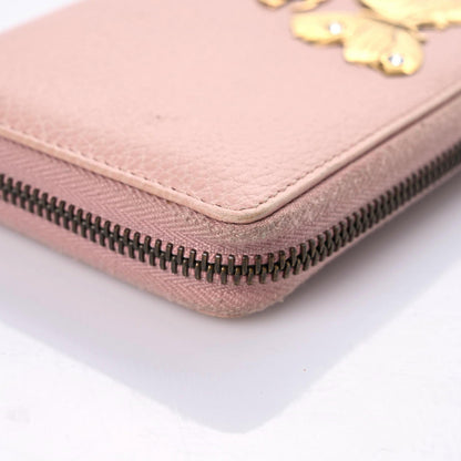 Gucci Calfskin Butterfly Farfalla Zip Around Wallet Perfect Pink 9 of 21