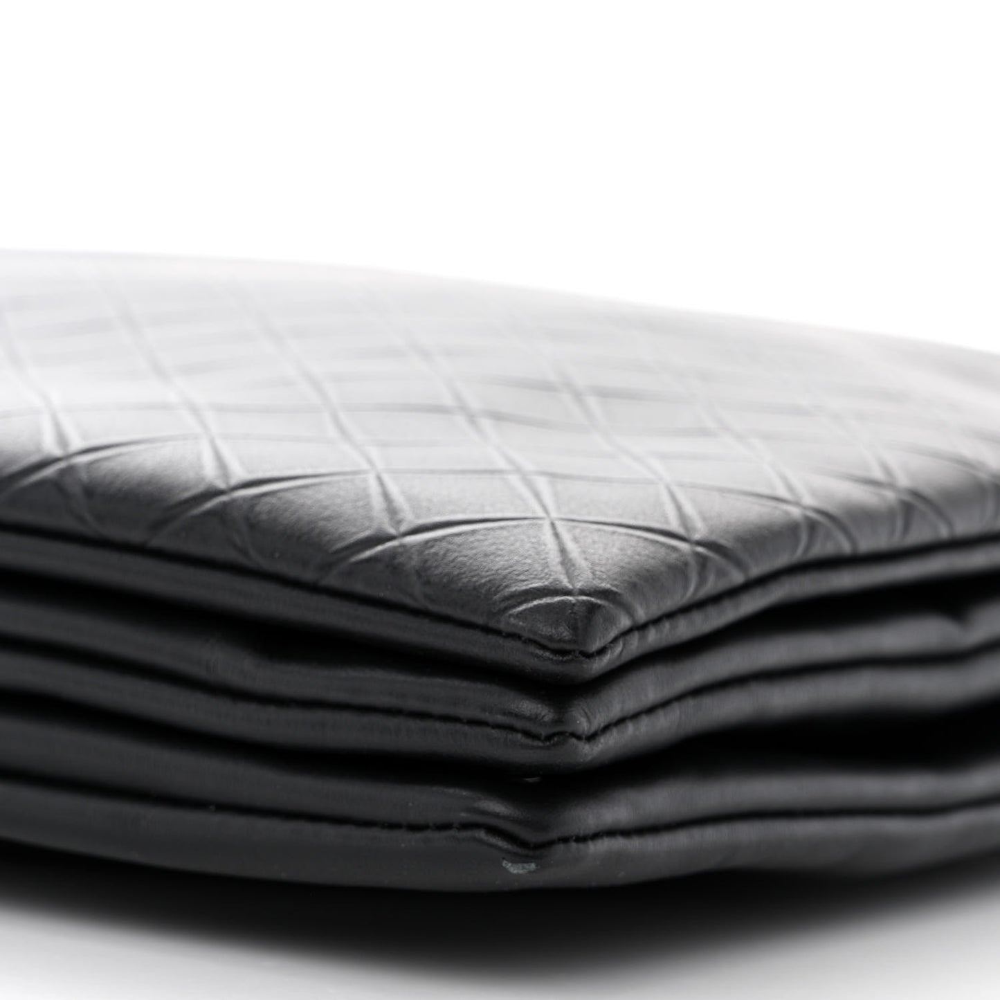 Intrecciato Embossed Triple Zip Messenger Bag Black