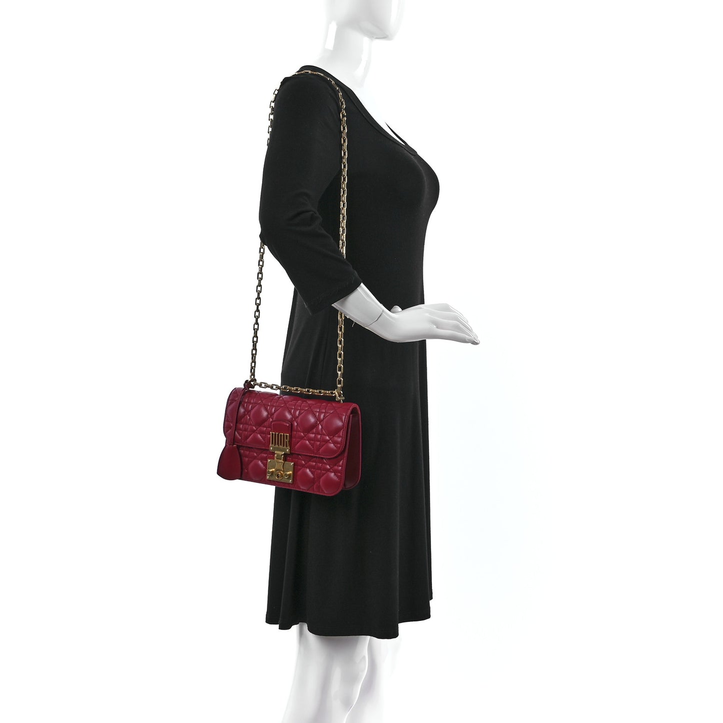 Lambskin Cannage Small Dioraddict Flap Bag Red