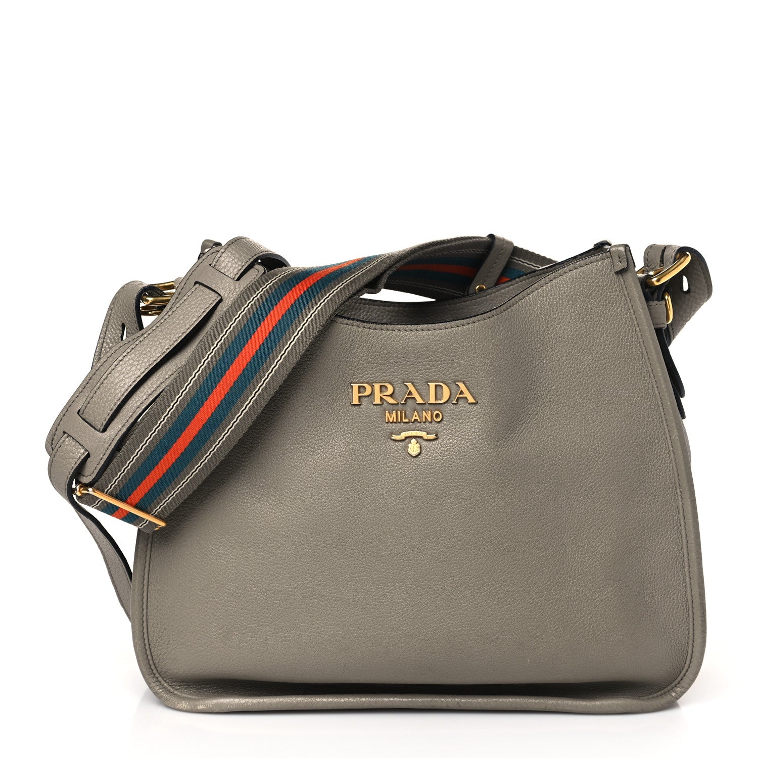 Prada Vitello Daino Double Strap Messenger Hobo Argilla 1 of 8