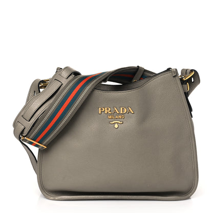 Prada Vitello Daino Double Strap Messenger Hobo Argilla 1 of 8
