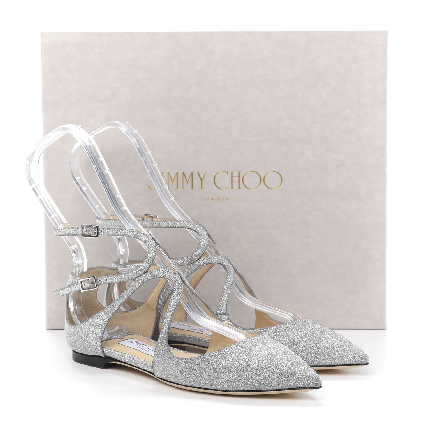 Glitter Calfskin Lancer Flats 35.5 Silver