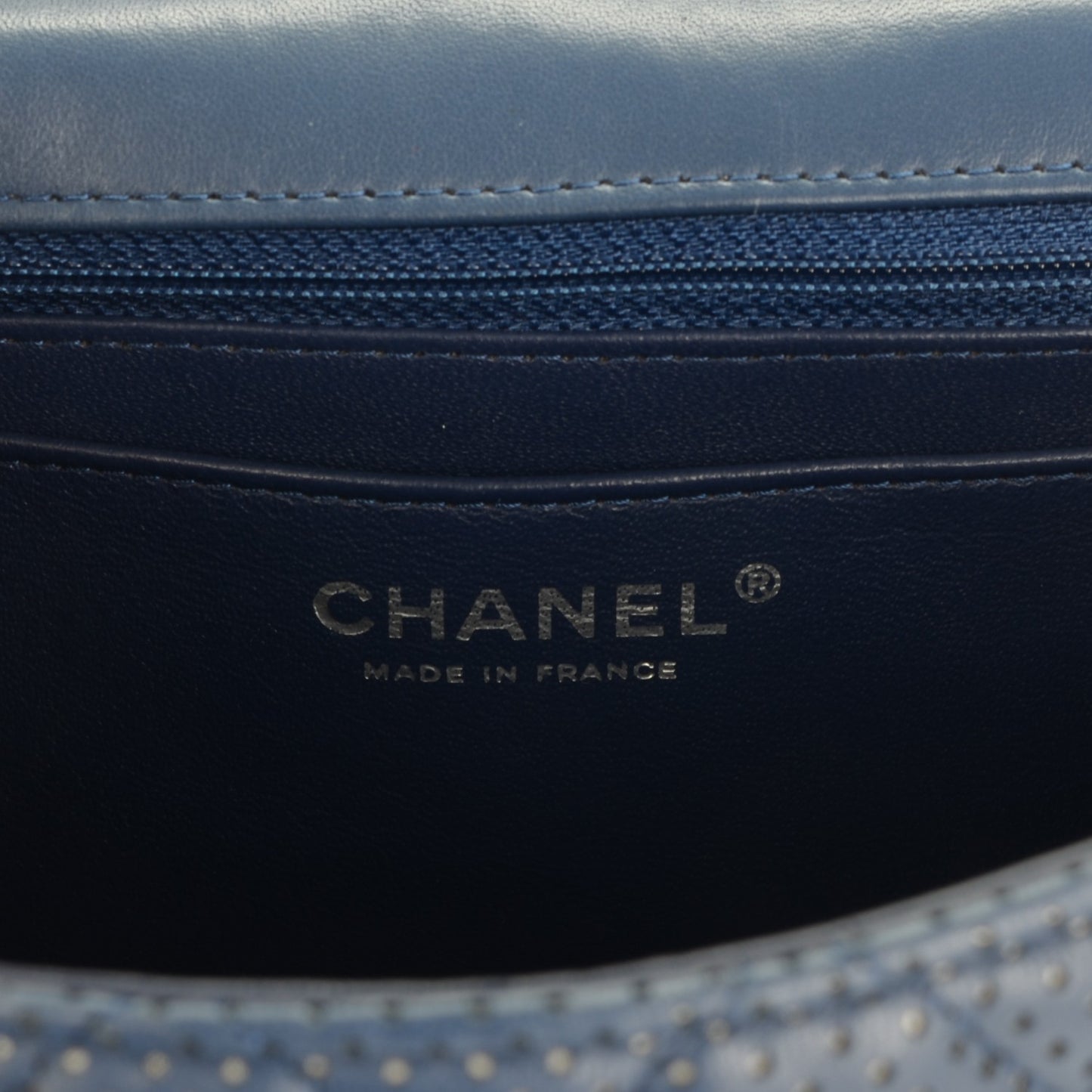 Lambskin Perforated Jumbo Single Flap Blue