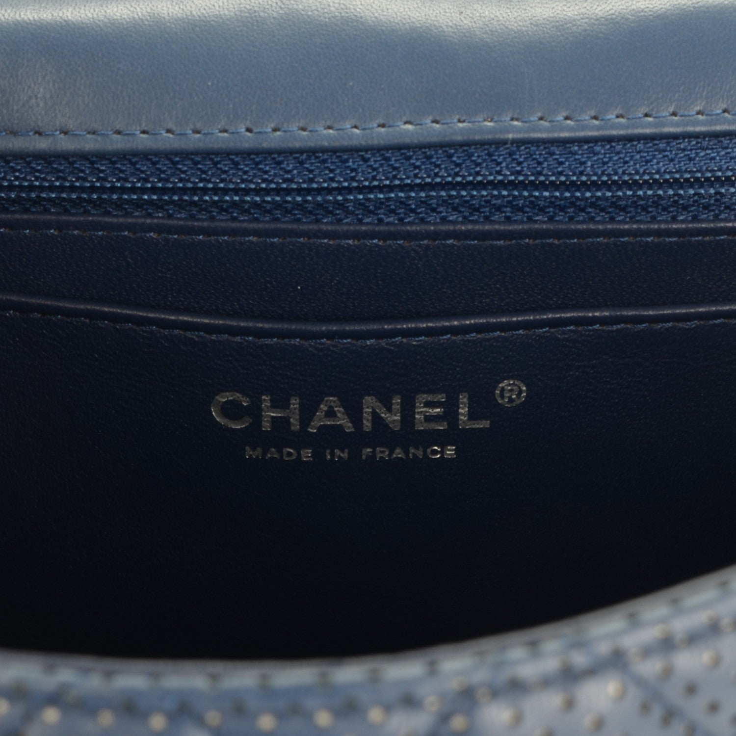 Chanel Lambskin Perforated Jumbo Single Flap Blue 6 of 7