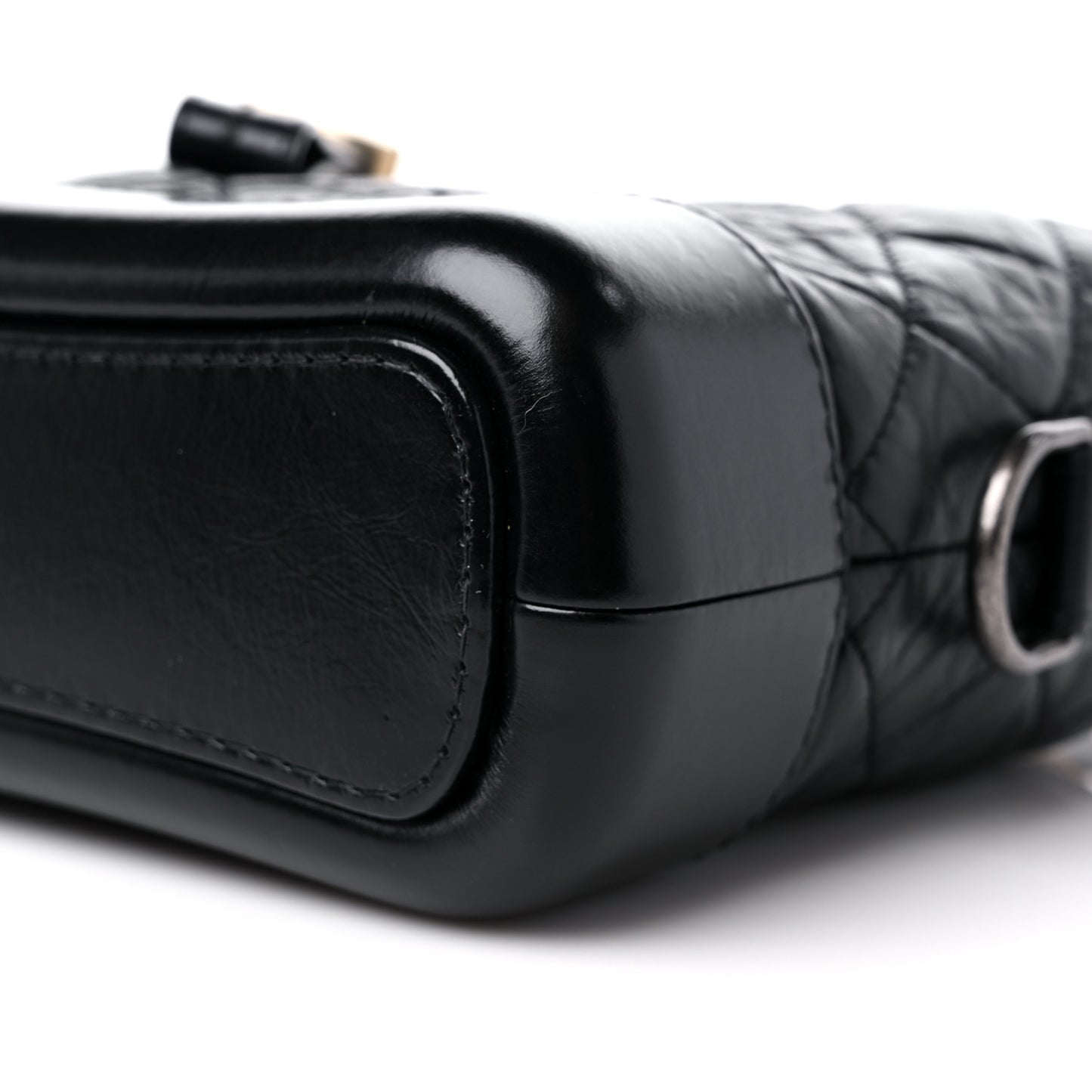 Aged Calfskin Quilted Small Gabrielle Hobo Black