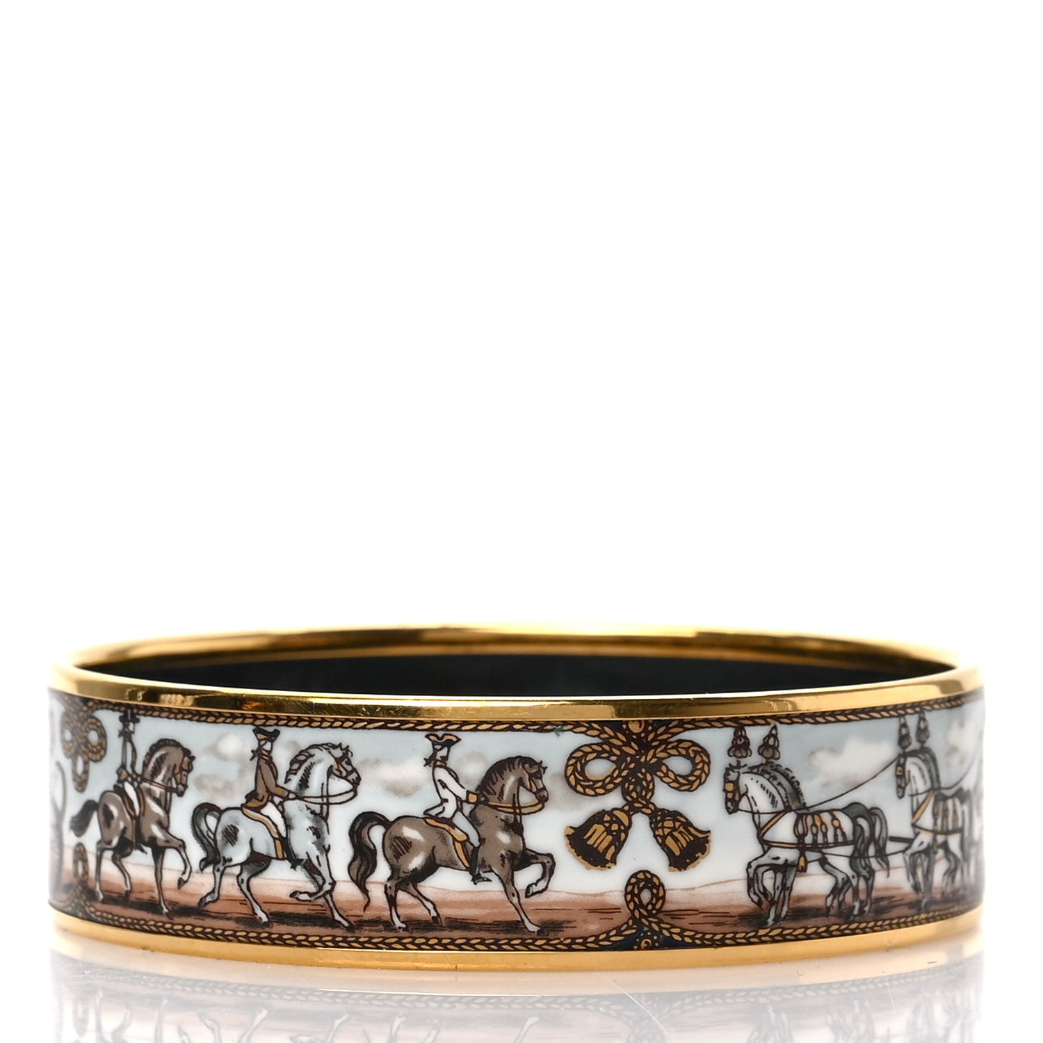 Hermes Enamel Printed Horse Carriage Wide Bracelet 3 of 5