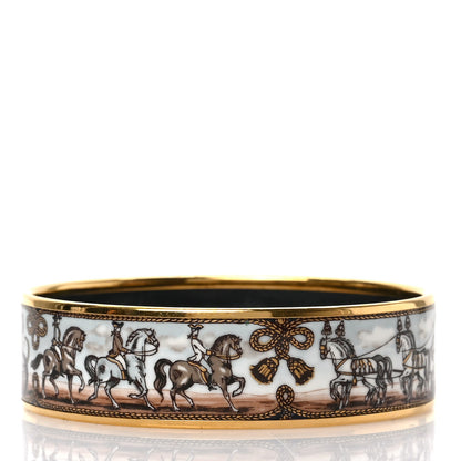 Hermes Enamel Printed Horse Carriage Wide Bracelet 3 of 5