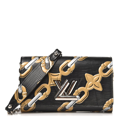 Louis Vuitton Epi Chain Flower Print Twist Chain Wallet Black 1 of 8