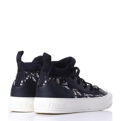 Christian Dior Technical Knit Calfskin Oblique Womens Walk'n Dior Mid Top Sneakers 40 Deep Blue 4 of 9
