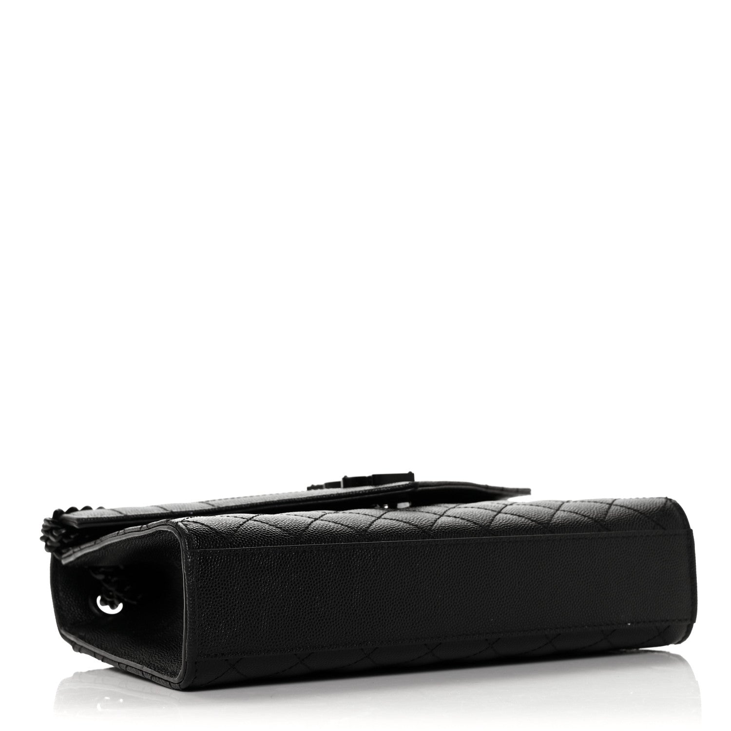 Saint Laurent Grain De Poudre Textured Mixed Matelasse Triquilt Medium Monogram Satchel Black 4 of 8