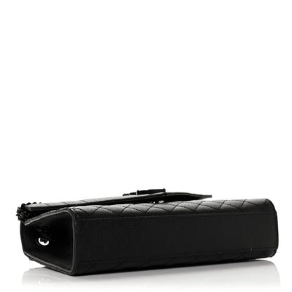 Saint Laurent Grain De Poudre Textured Mixed Matelasse Triquilt Medium Monogram Satchel Black 4 of 8