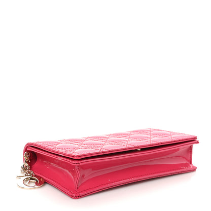 Christian Dior Patent Cannage Lady Dior Convertible Clutch Fuchsia 5 of 11