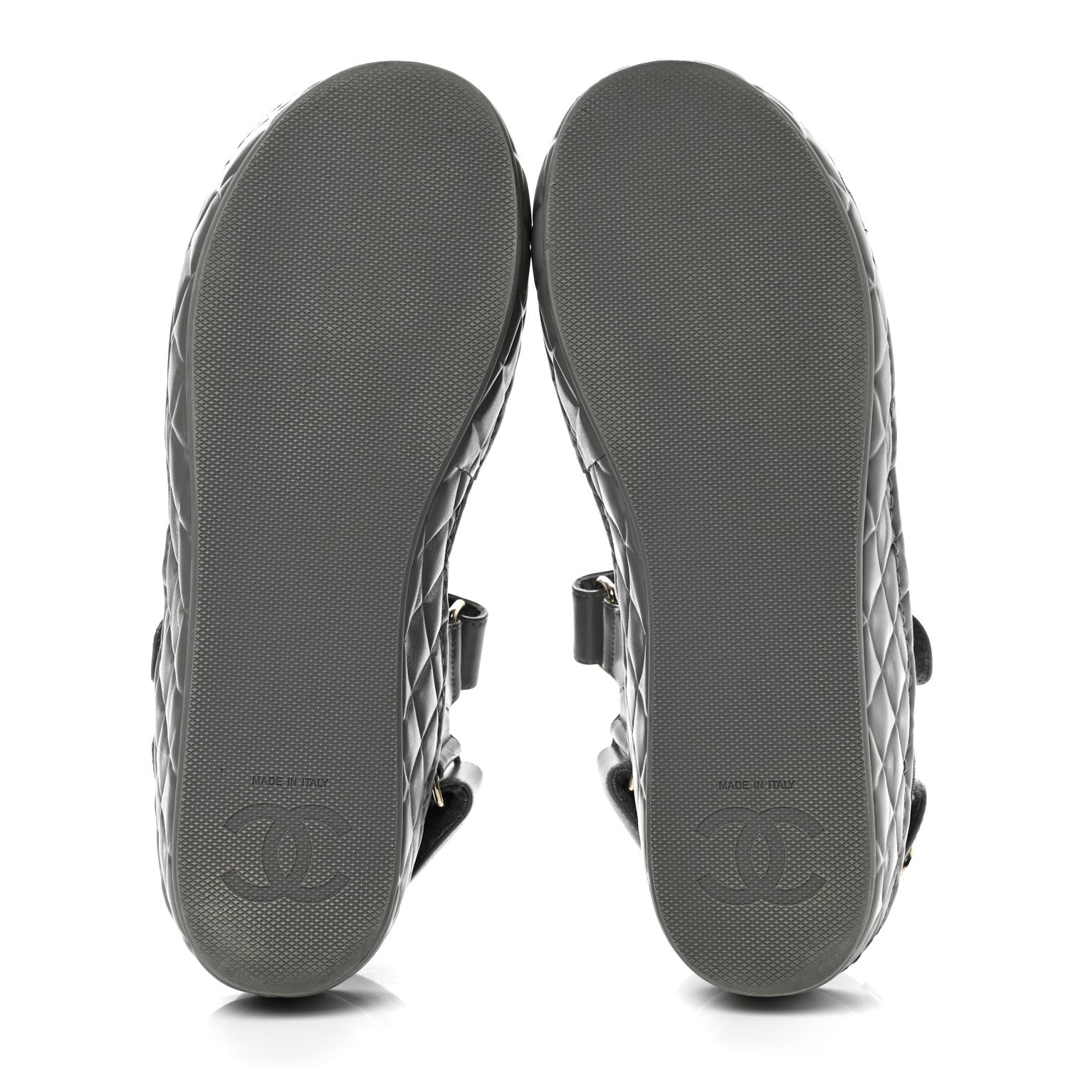 Chanel Shiny Calfskin Logo Platform Sandals 38 Grey 5 of 9