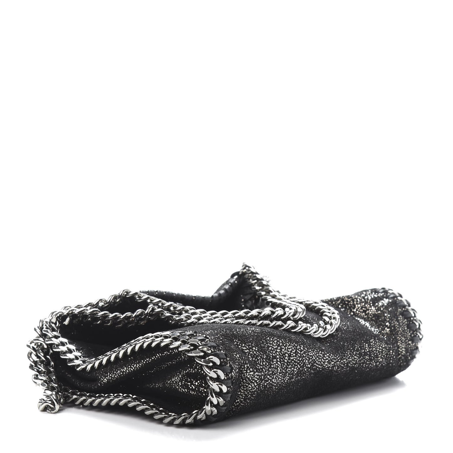 Chamois Shiny Dotted Tiny Falabella Fold Over Tote Ruthenium
