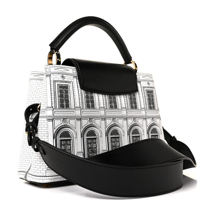 Louis Vuitton X FORNASETTI Calfskin Architettura Capucines BB Black White 2 of 7