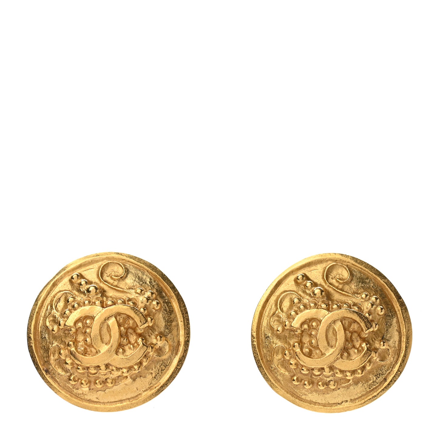 Metal CC Button Clip-On Earrings Gold