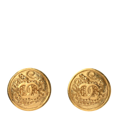 Chanel Metal CC Button Clip-On Earrings Gold 1 of 4