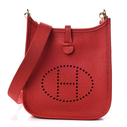 Hermes Taurillon Clemence Evelyne TPM Rouge Casaque 1 of 8