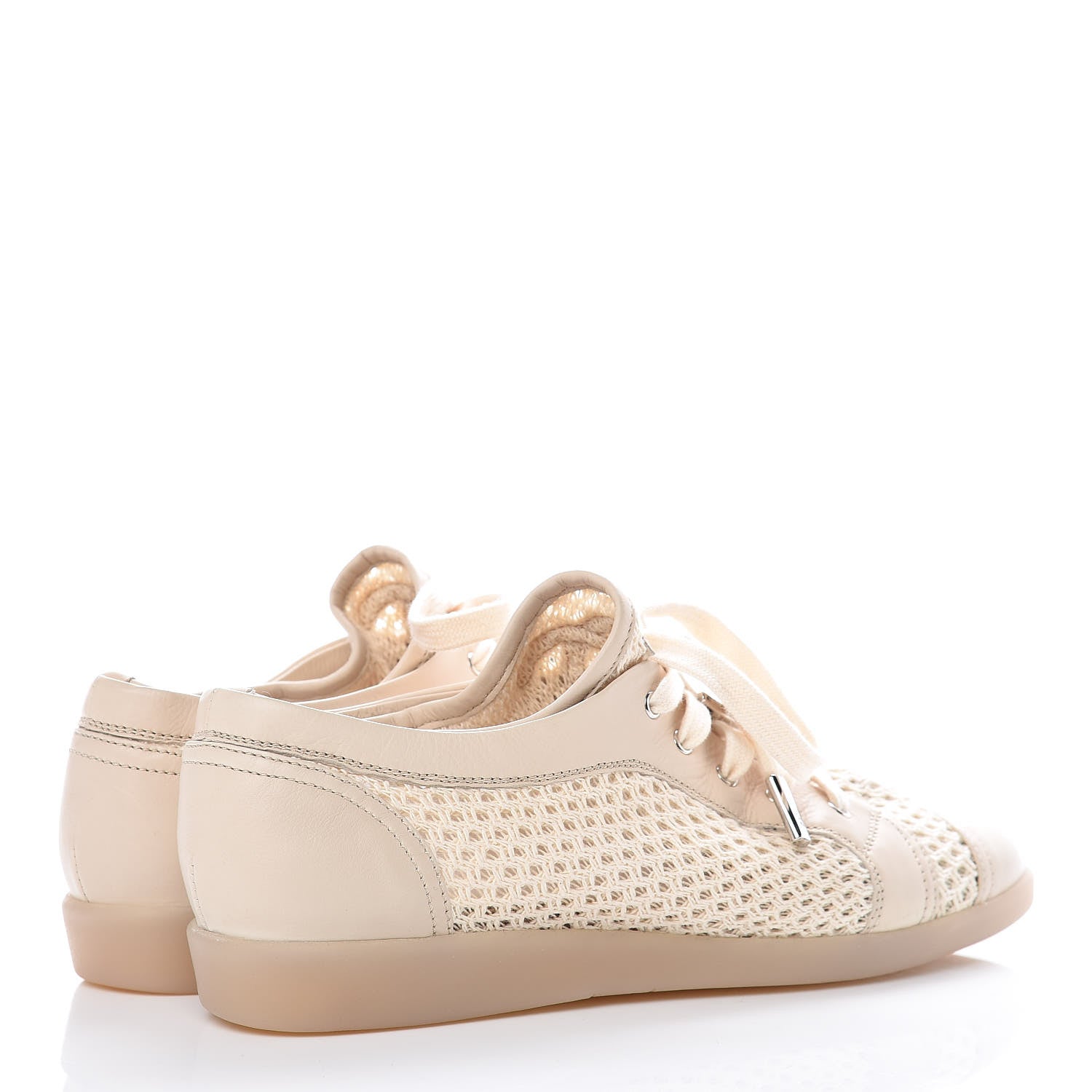 Chanel Mesh Lambskin Low Top Sneakers 40 Beige 4 of 6