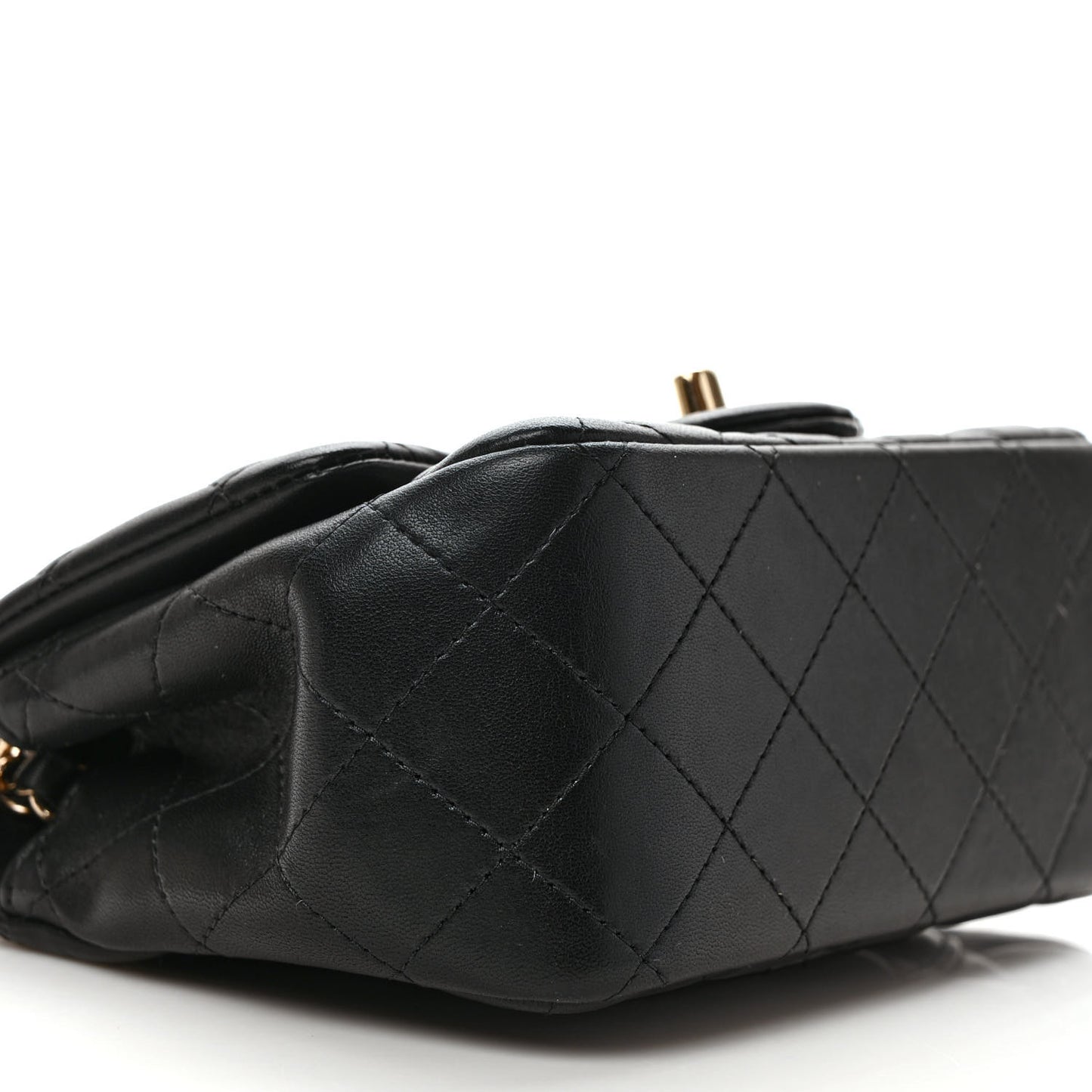 Lambskin Quilted Mini Square Flap Black