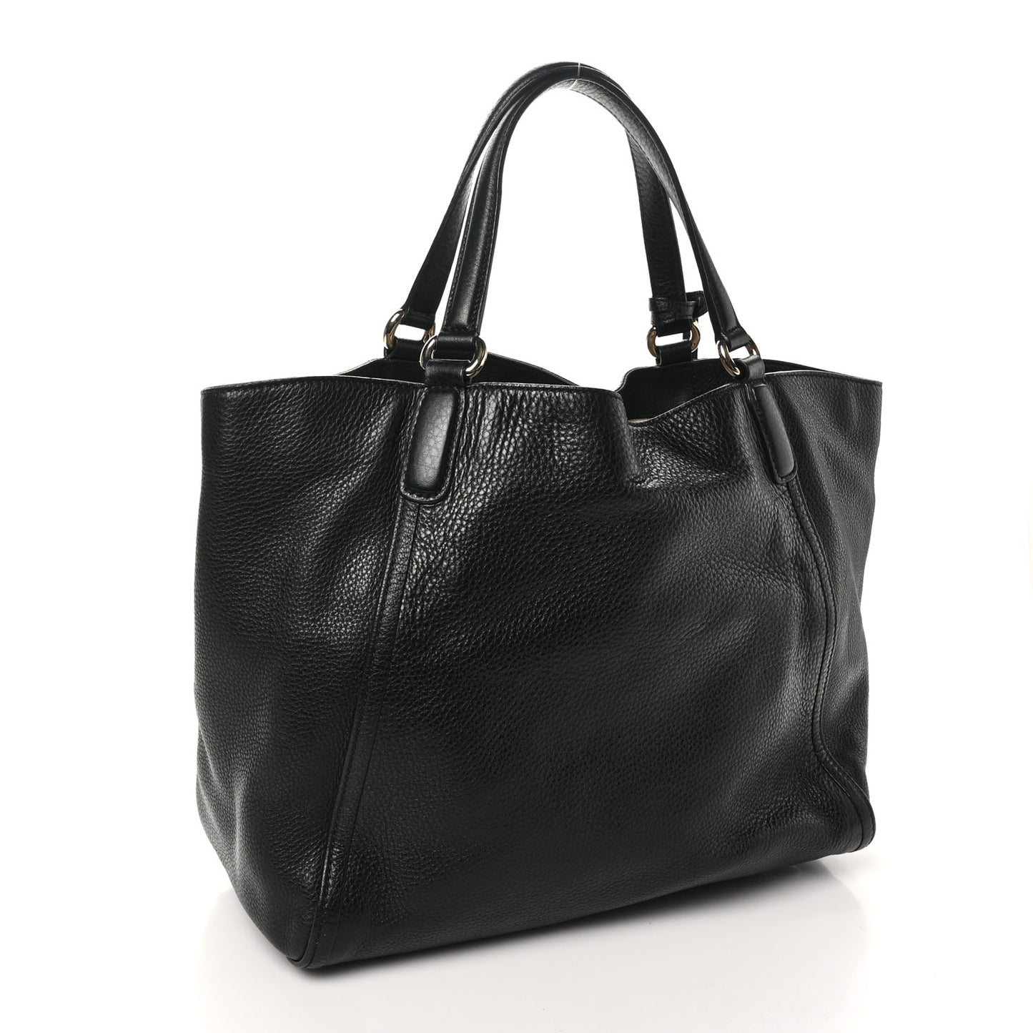 Pebbled Calfskin Medium Soho Shoulder Bag Black