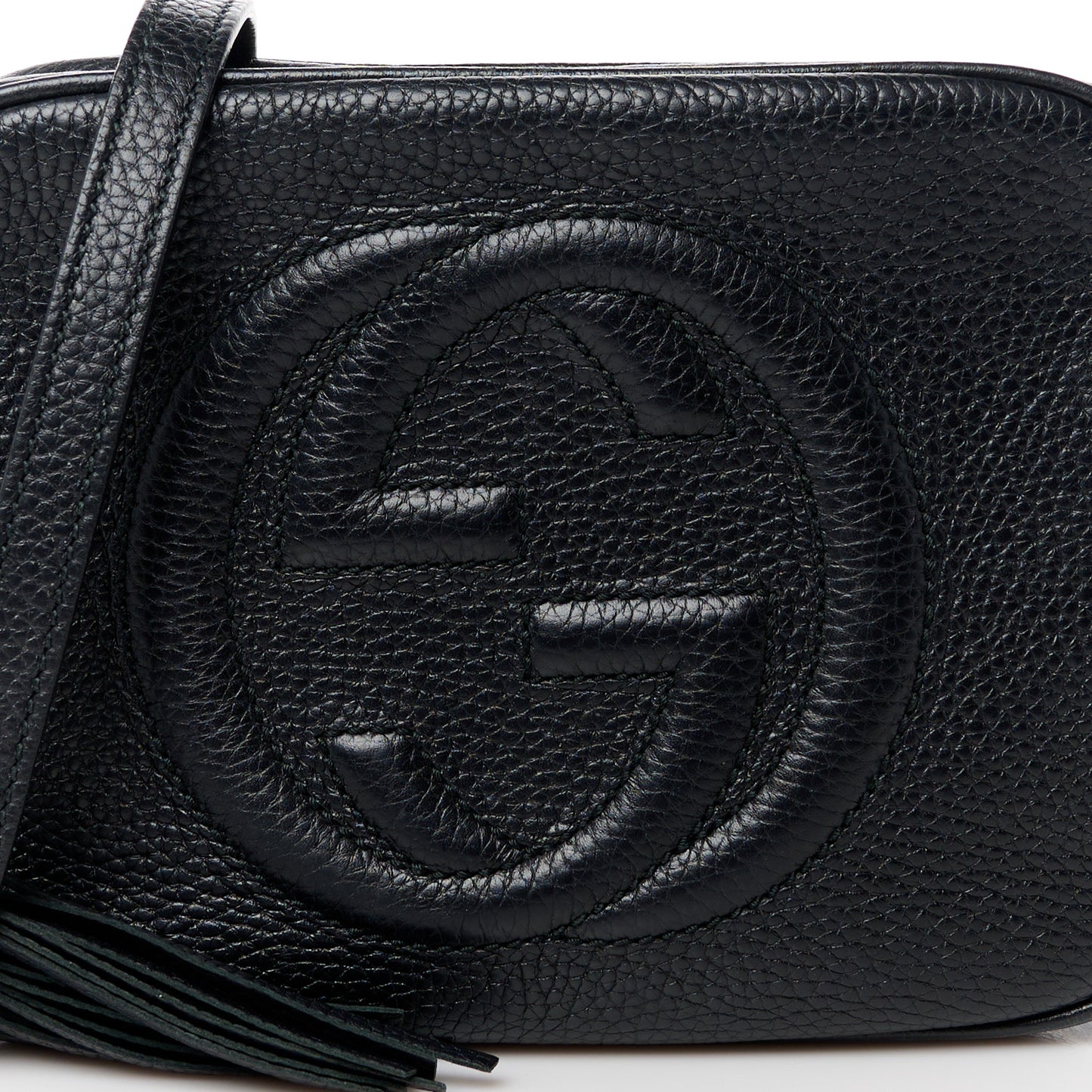 Pebbled Calfskin Small Soho Disco Bag Black
