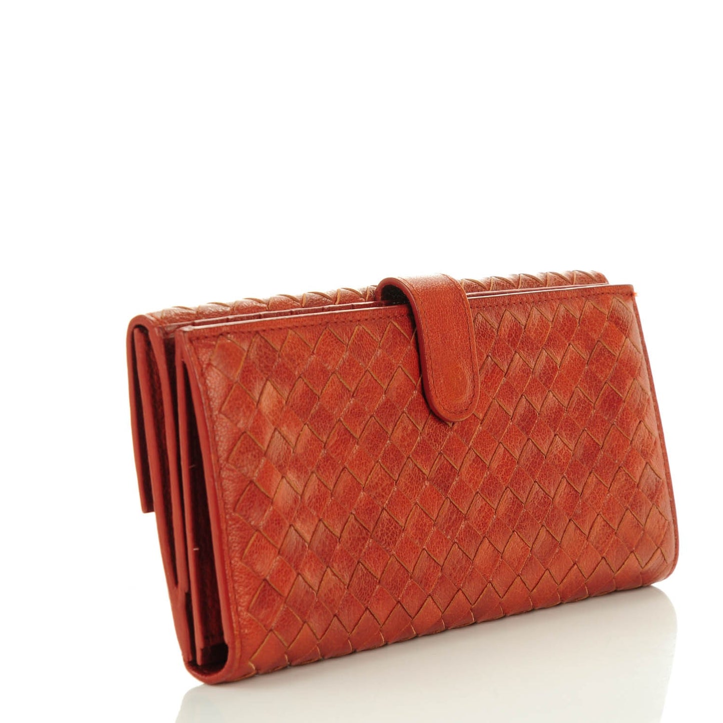 Goatskin Intrecciato Continental Wallet Pompei